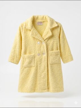 VNTG 60s Tom 'n Jerry Yellow Terry Cloth Beach Jacket Robe | Kids Size 4T | VGUC